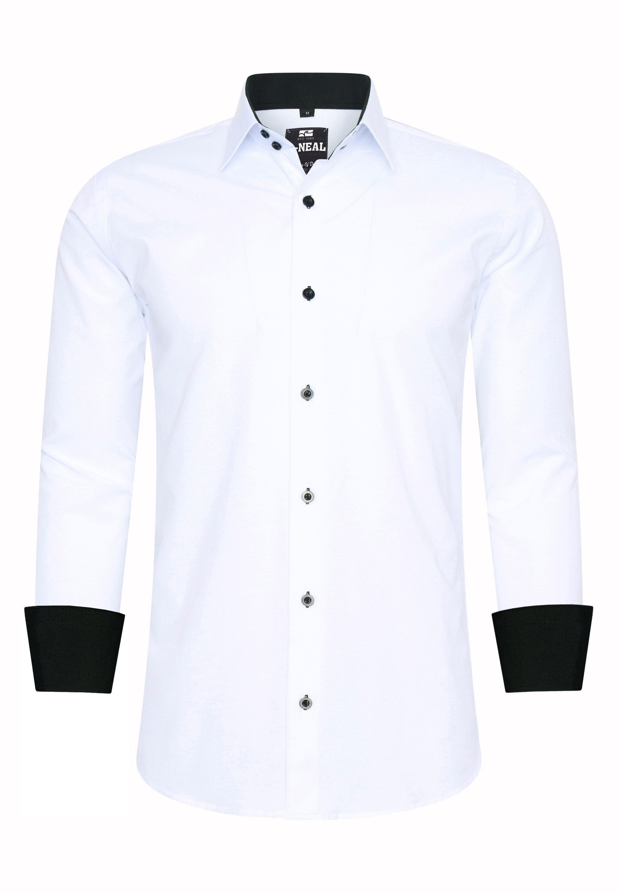 R-NEAL Businesshemd Herren Kontrast Hemd "R-NEAL" Hochzeit-Hemd Slim Fit Stretchhemd