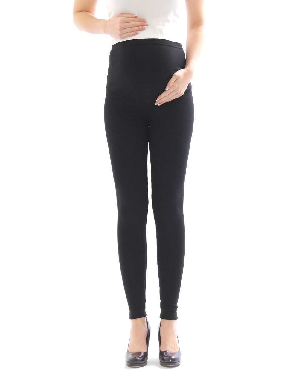 SYS Umstandsleggings Umstand Hose Umstandsleggings Leggings lang aus Baumwolle schwarz