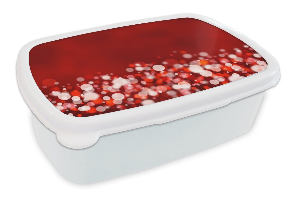 MuchoWow Lunchbox Rot - Design - abstrakt - Licht, Kunststoff, (2-tlg), Brotbox für Kinder und Erwachsene, Brotdose, für Jungs und Mädchen weiß | Lunchboxen