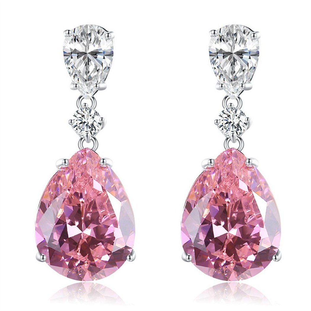 DAYUT Ohrhaken-Set Rosa Strass-Ohrringe für Vintage-Mode, (1-tlg) Weihnachtsgeschenk Frauen