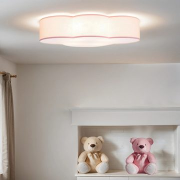 Licht-Erlebnisse Deckenleuchte WOLKI, ohne Leuchtmittel, Kinderzimmerleuchte Rosa Wolke Stoff Metall 2x E27 Wolkenlampe