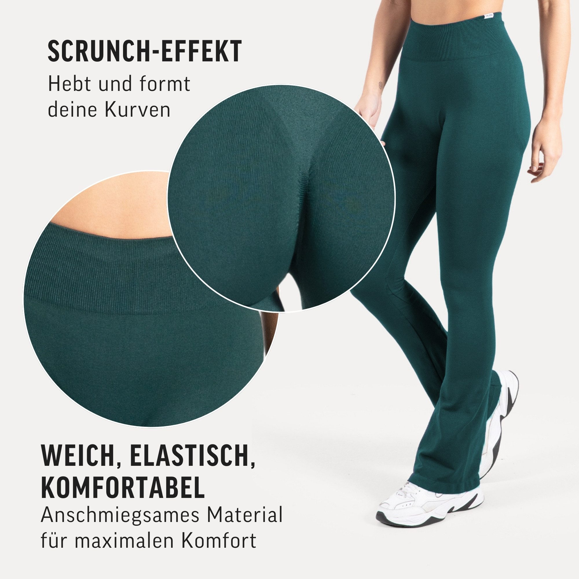 Smilodox Schlaghose Aylin Scrunch, Leggings mit Booty Push Effekt, Gym, Yoga & Freizeit Scrunch Naht, Booty Push, Weites Bein, Elastisch, High Waist