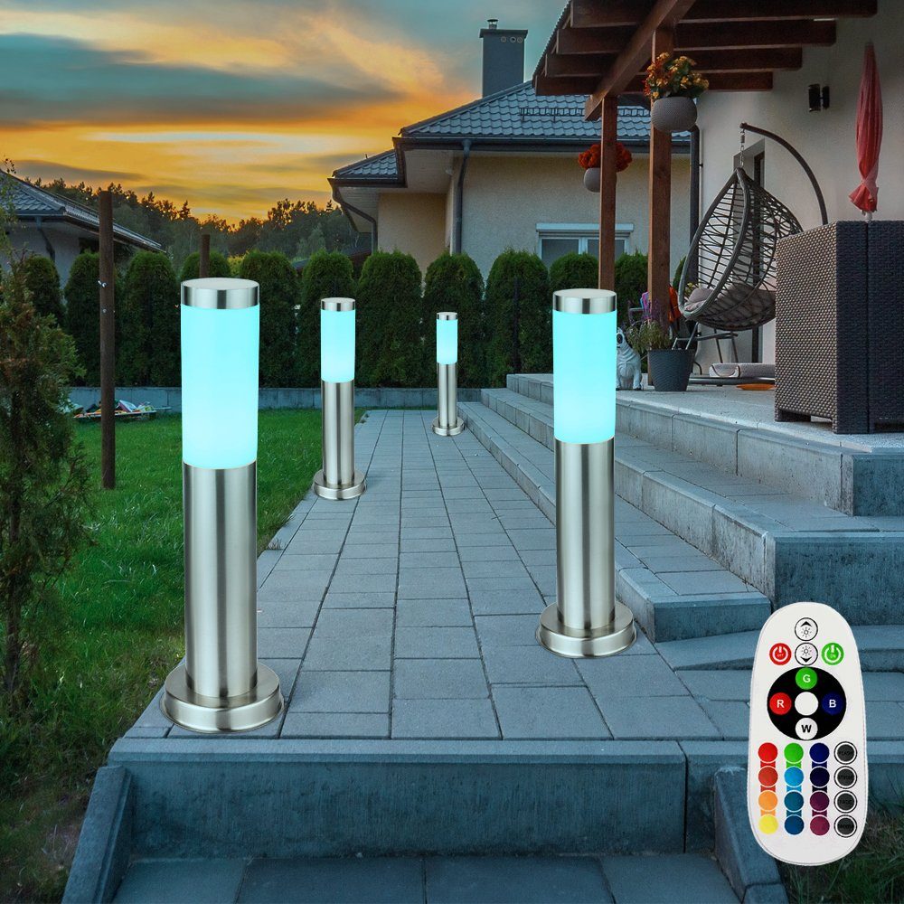 etc-shop LED Außen-Stehlampe, Leuchtmittel inklusive, Warmweiß, Farbwechsel, 4x RGB LED Steh Lampen Garten Außen Beleuchtung | Standleuchten