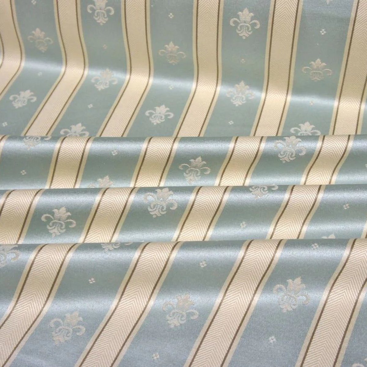 Stofferia Stoff Polsterstoff Satin Jacquard Riga Giglio Azzurro, Breite 280 cm, Meterware