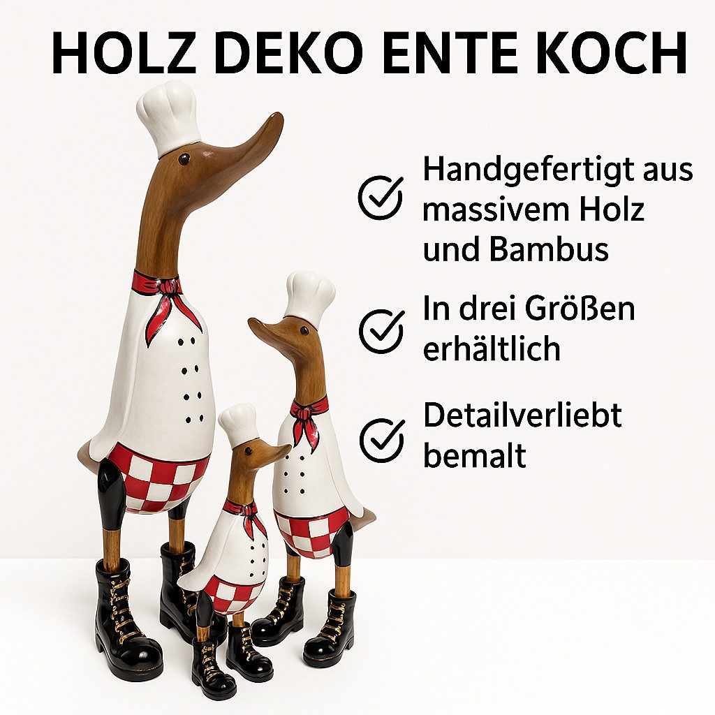 Kinaree Dekofigur Holz Deko Ente Koch, Unikate, handgefertigt, Naturprodukt – Bild 5 von 5