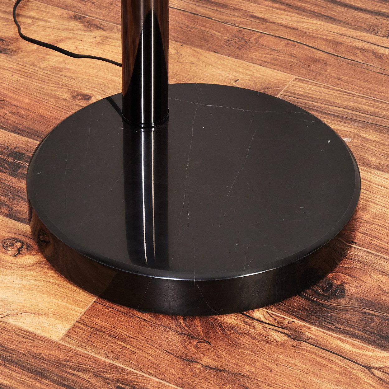 hofstein Stehlampe Stehlampe aus Metall in Schwarz/Chrom/Orange im Retro-Design, verstellbare Stehleuchte mit Marmorfuß und Schalter am Gehäuse, E14