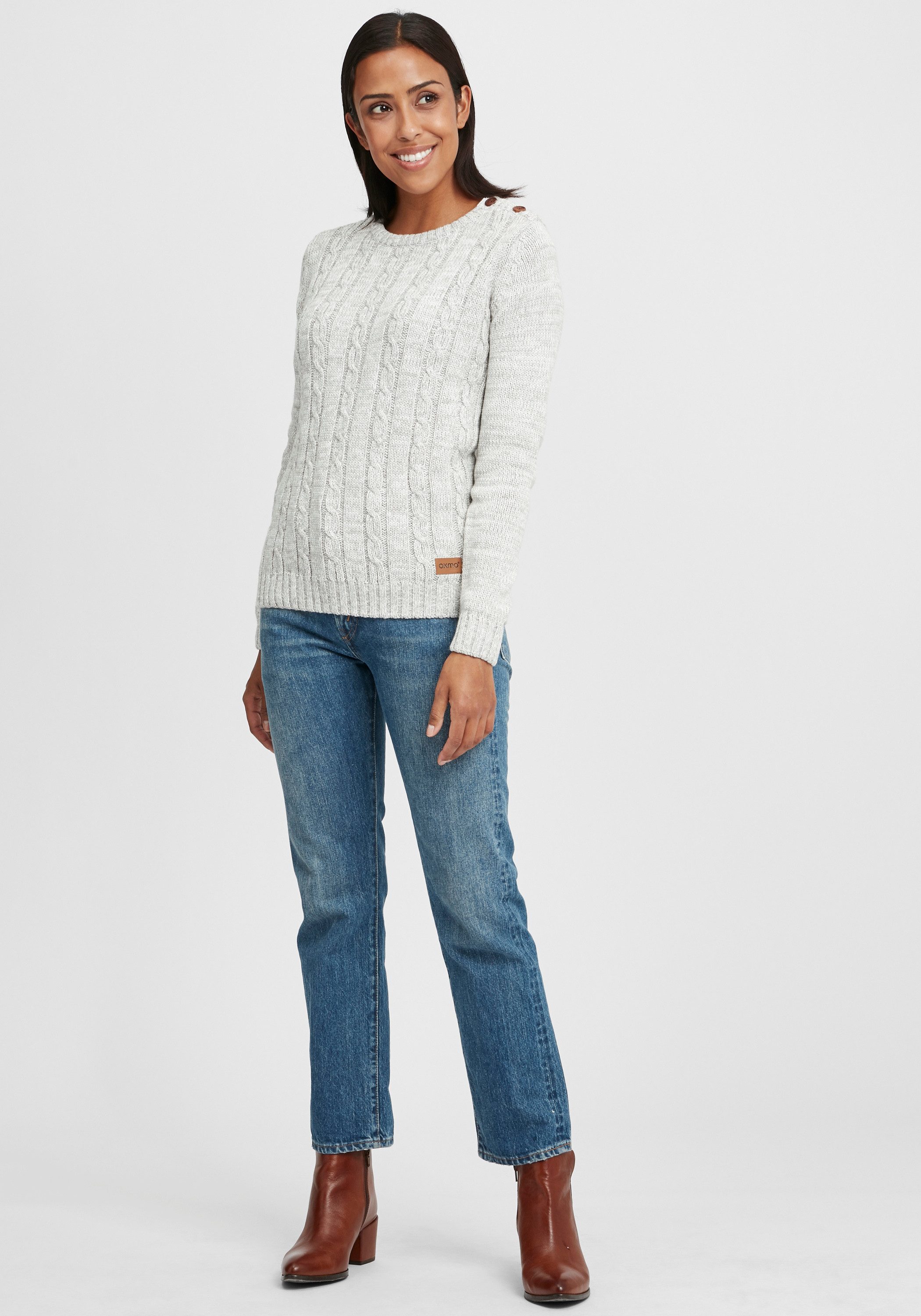OXMO Strickpullover OXPhia Strickpulli mit Zopfstrickmuster günstig online kaufen