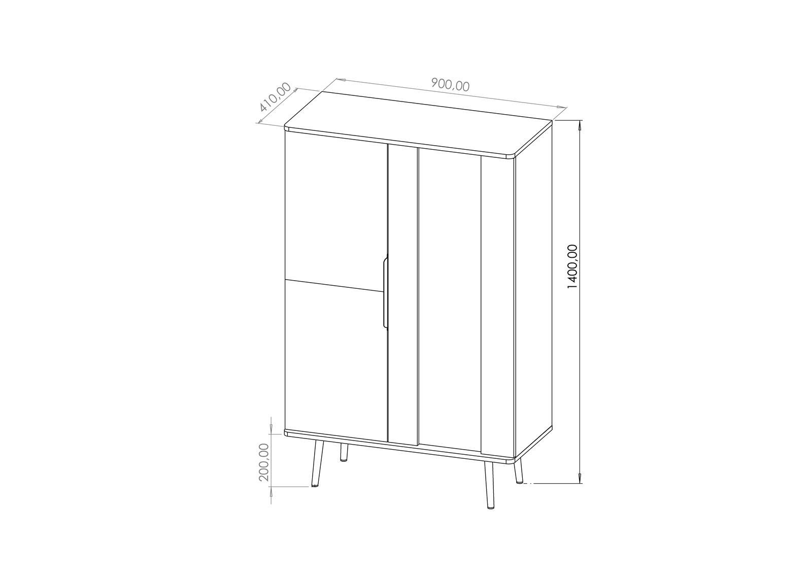 Compleo Stauraumvitrine Zweitürig mit Glaseinlegeböden, Vitrineschrank retro PINO