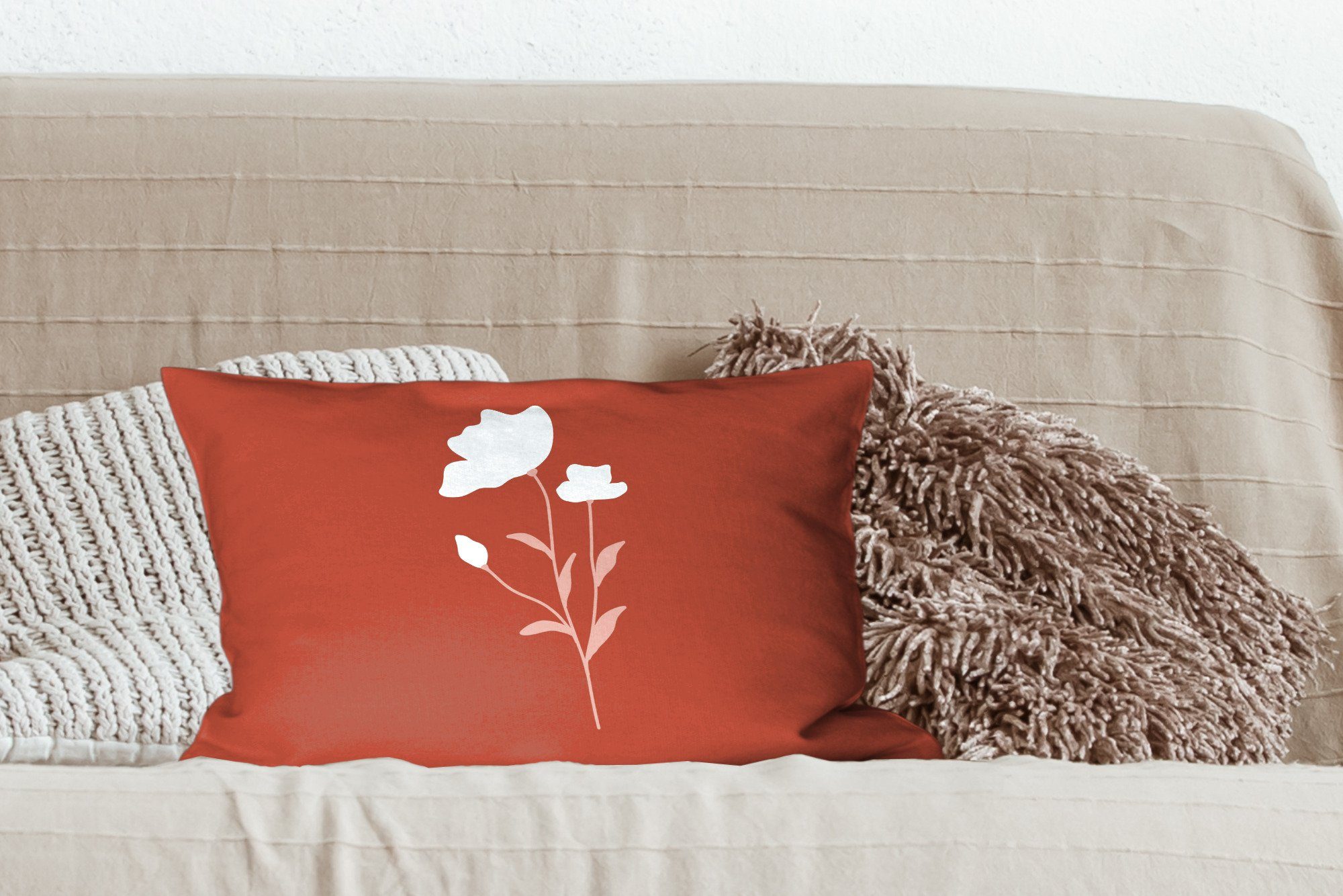 MuchoWow Dekokissen Illustration einer Hintergrund, Dekoration, mit braunem rosa Blume Füllung, Zierkissen, Wohzimmer Schlafzimmer auf Dekokissen