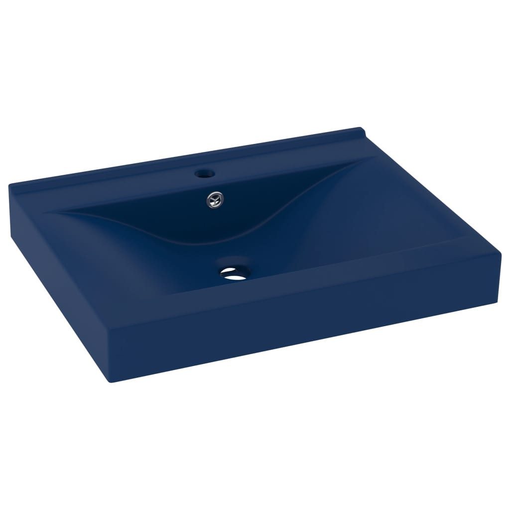 vidaXL Waschbecken, Luxus-Waschbecken mit Hahnloch Matt-Dunkelblau 60x46 cm Keramik