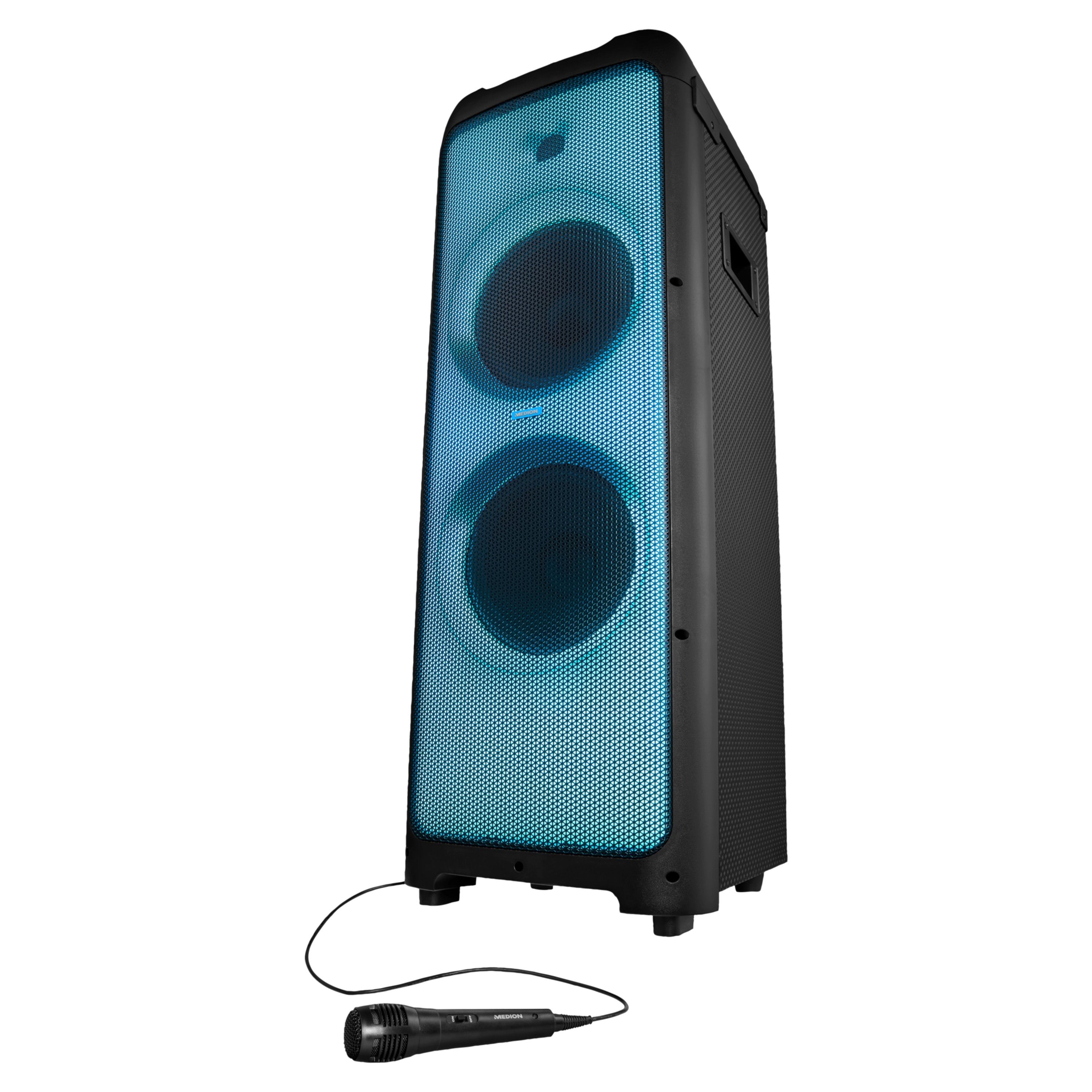 Medion® LIFE® X61200 Partylautsprecher, Bluetooth®, Lichtefekte, 2 x 80 W RMS Bluetooth-Lautsprecher (160 W)