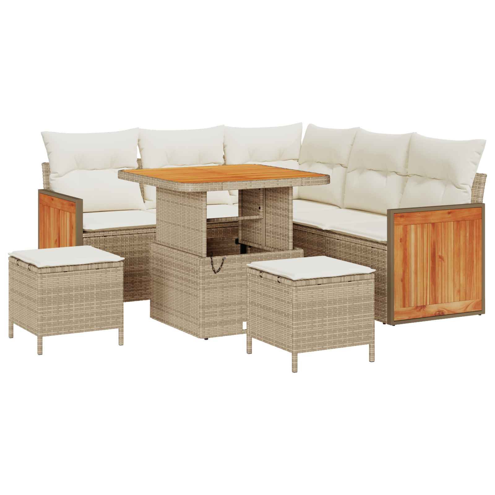vidaXL Loungesofa Gartensofa-set 8 stk. 8-Sitzanzahl Beige und Creme, 8 Teile