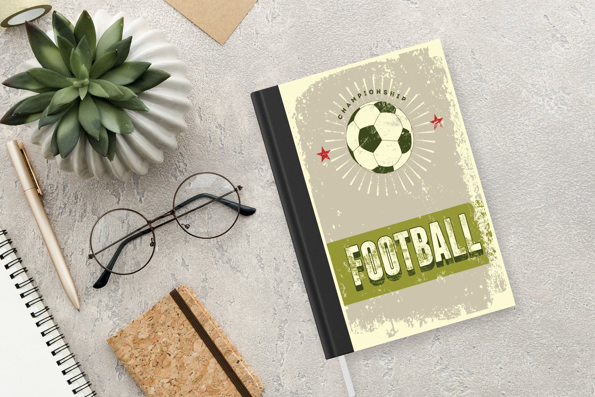 MuchoWow Notizbuch Zitate - - Haushaltsbuch Tagebuch, Merkzettel, - Notizheft, Meisterschaft Sport, 98 Fußball Seiten, A5, Journal
