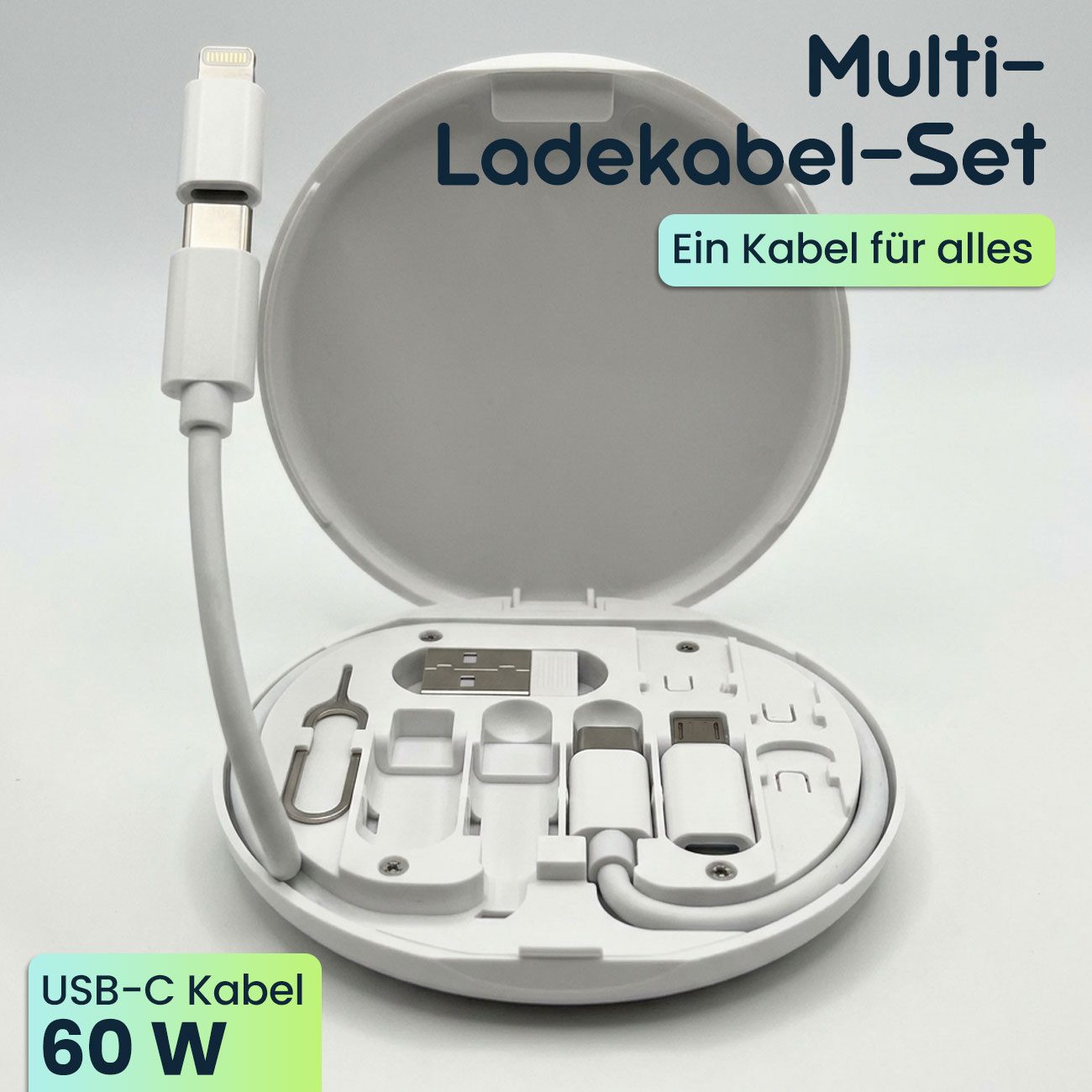 shop'n smile ideoon Multi-Ladekabel-Set: USB-Ladeadapter, universell & schnell USB-Kabel, Ladegerät für alle Smartphones & Tablets – Bild 2 von 5