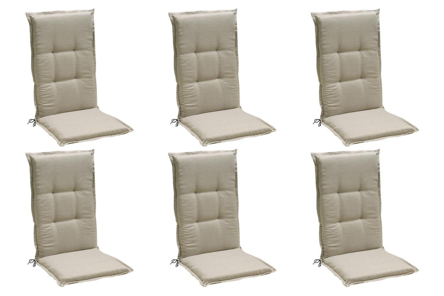 GO-DE Hochstuhlauflage CAMPO, 50 x 120 cm, Creme, Uni, Mischgewebe, (Set, 6 St), für Hochlehner-Stühle
