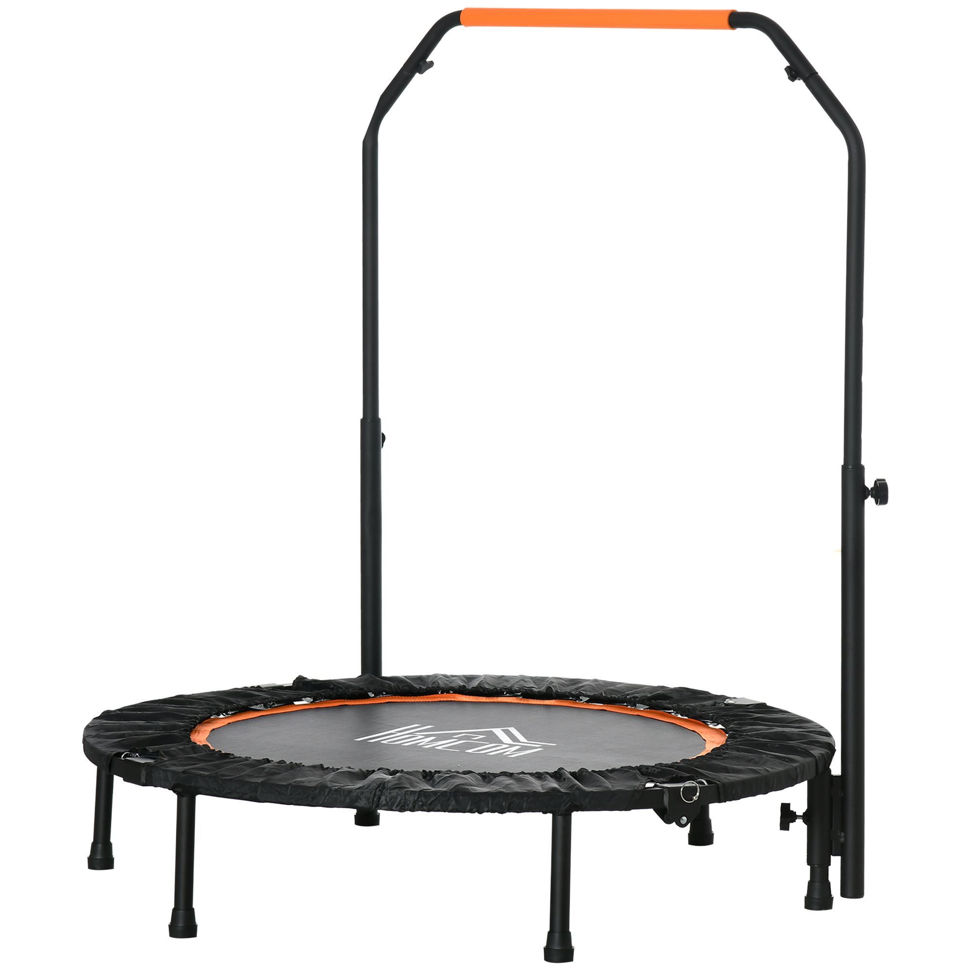 HOMCOM Fitnesstrampolin mit 4-Fach Höhenverstellbarer Haltegriff, Ø 102 cm, (Fitness-Rebounder, 1 tlg., Mini-Trampolin), für Erwachsene, Schwarz