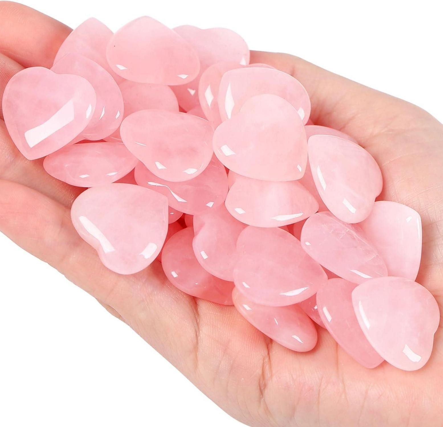 Edelstein 20er Rosenquarz Herz Steine Set Natürliche Edelsteine Chakra