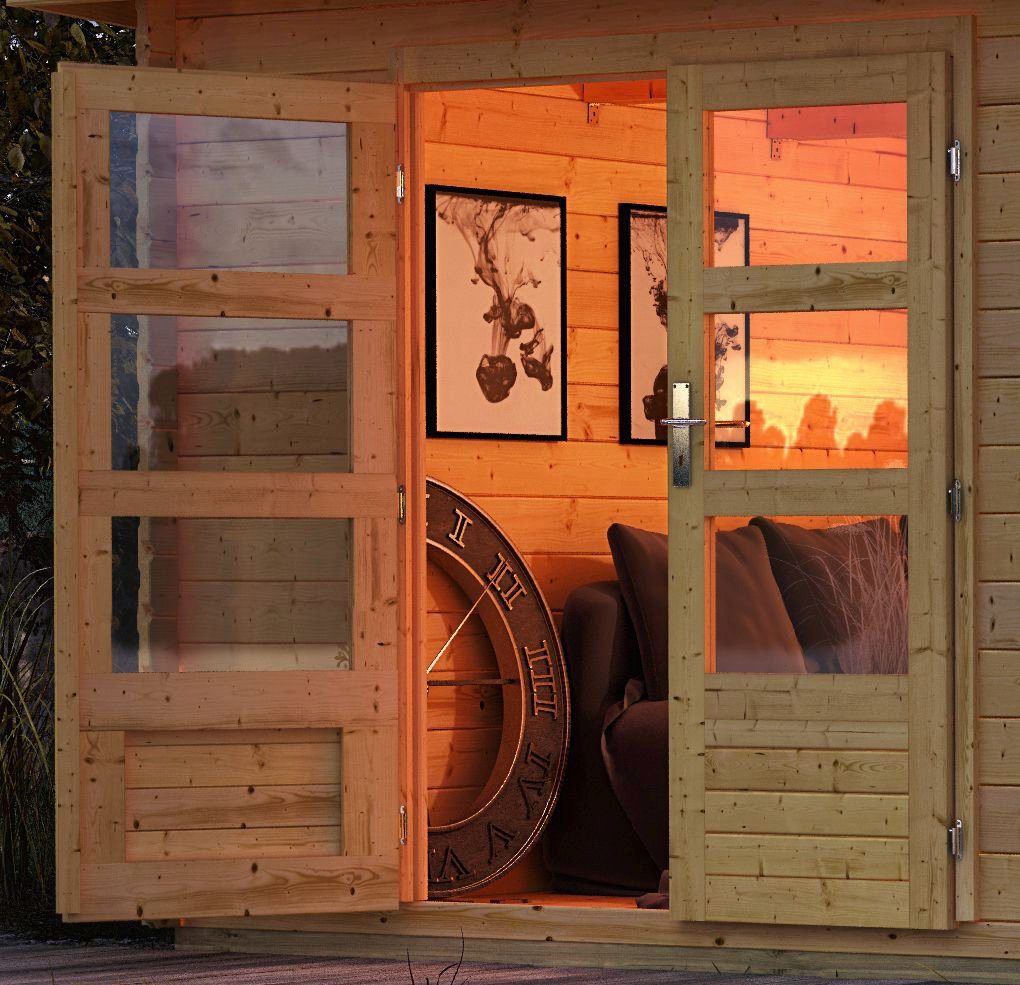 cm, Rückwand mit BxT: Boden, Anbaudach 614x333 KONIFERA Gartenhaus Schloßsee und 5, naturbelassen