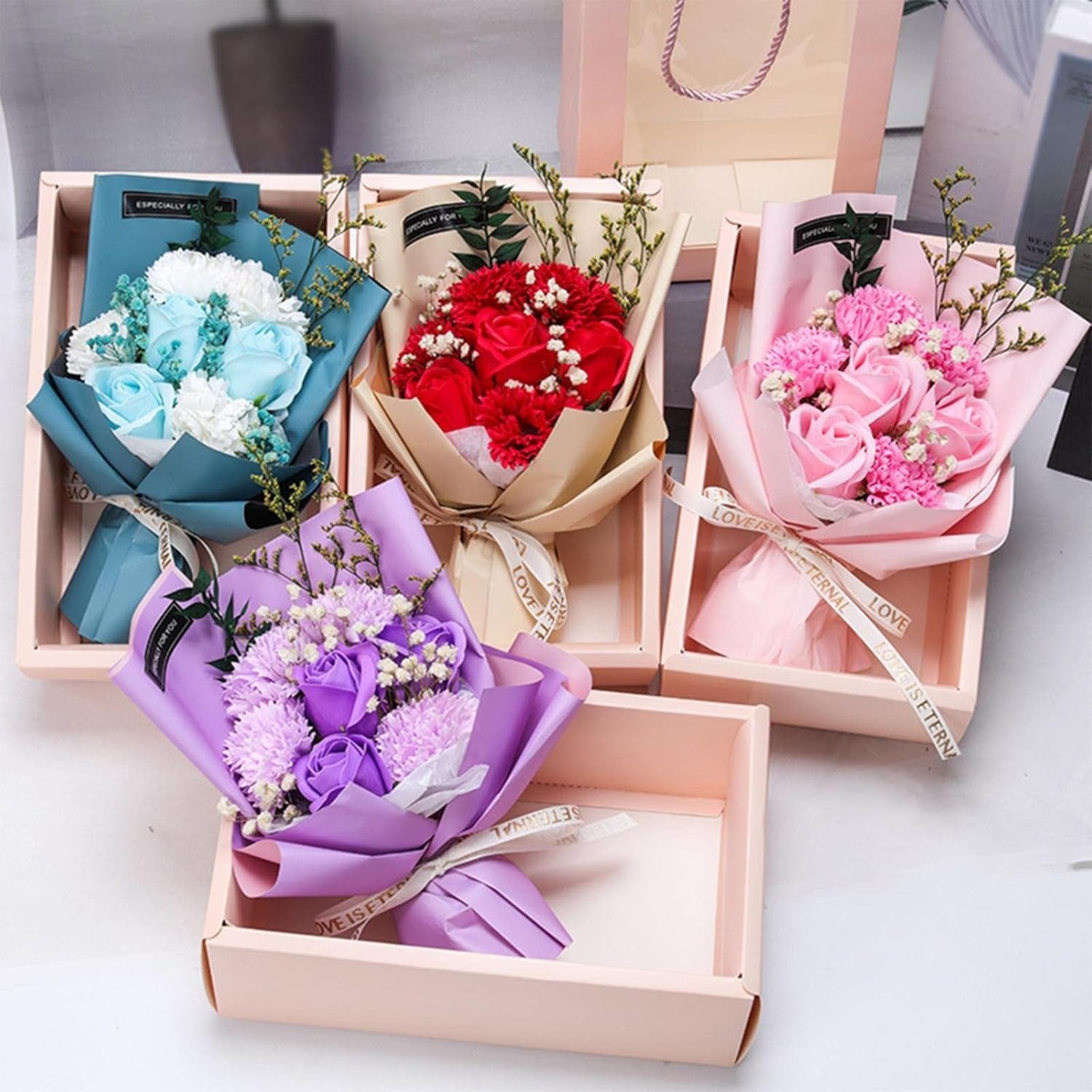 Kunstblume Künstliche Blumen Rosen Geschenkboxen für Hochzeit Muttertag, MOPUEA, Liebevolles Geschenk für besondere Momente – Bild 4 von 5