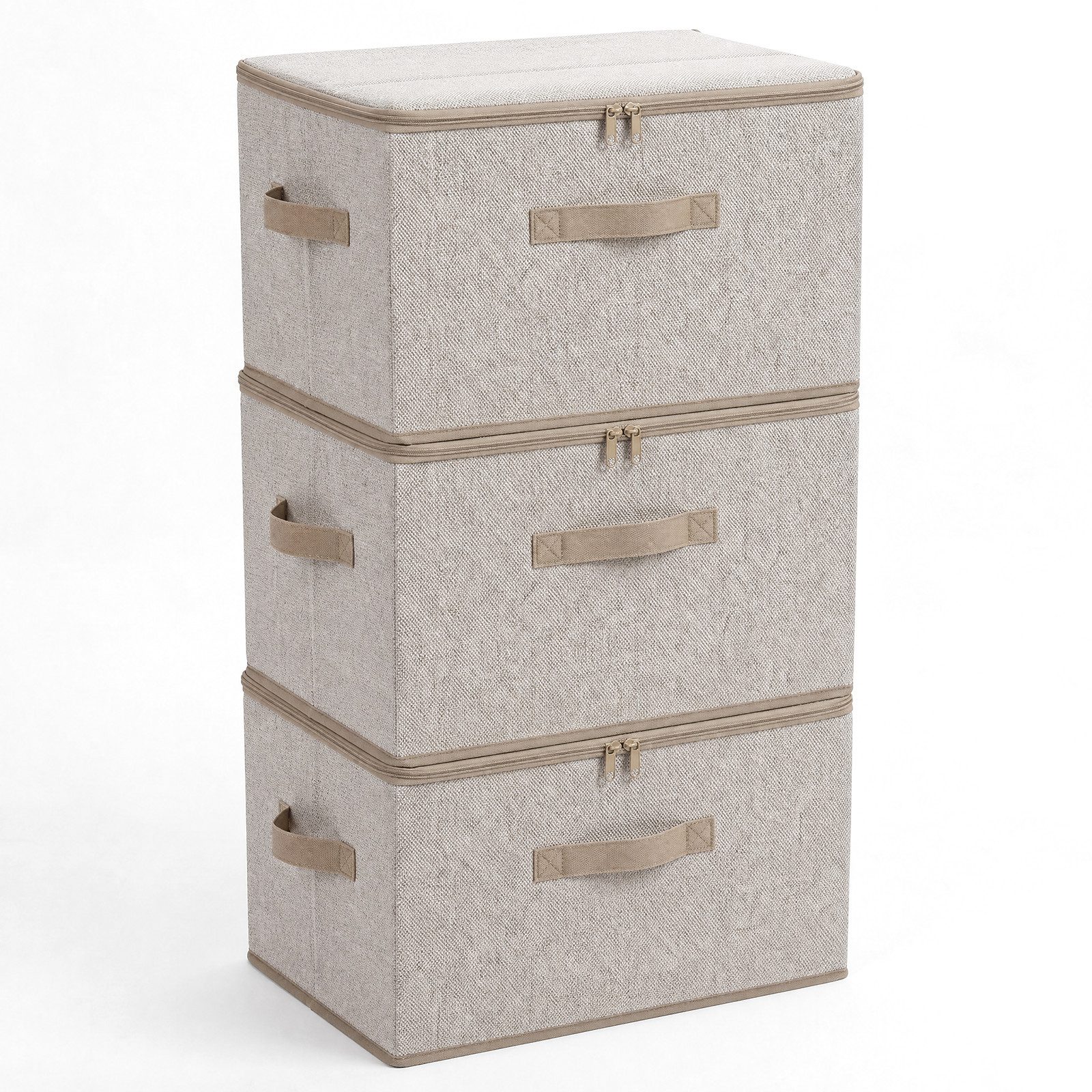 Sekey Aufbewahrungsbox Aufbewahrungsboxen mit Deckel 45L Stapelbar Faltbare Ordnungsboxen (3 St), 3er Set, Organizer Kleidung Vliesstoff Boxen für Schrank Regal
