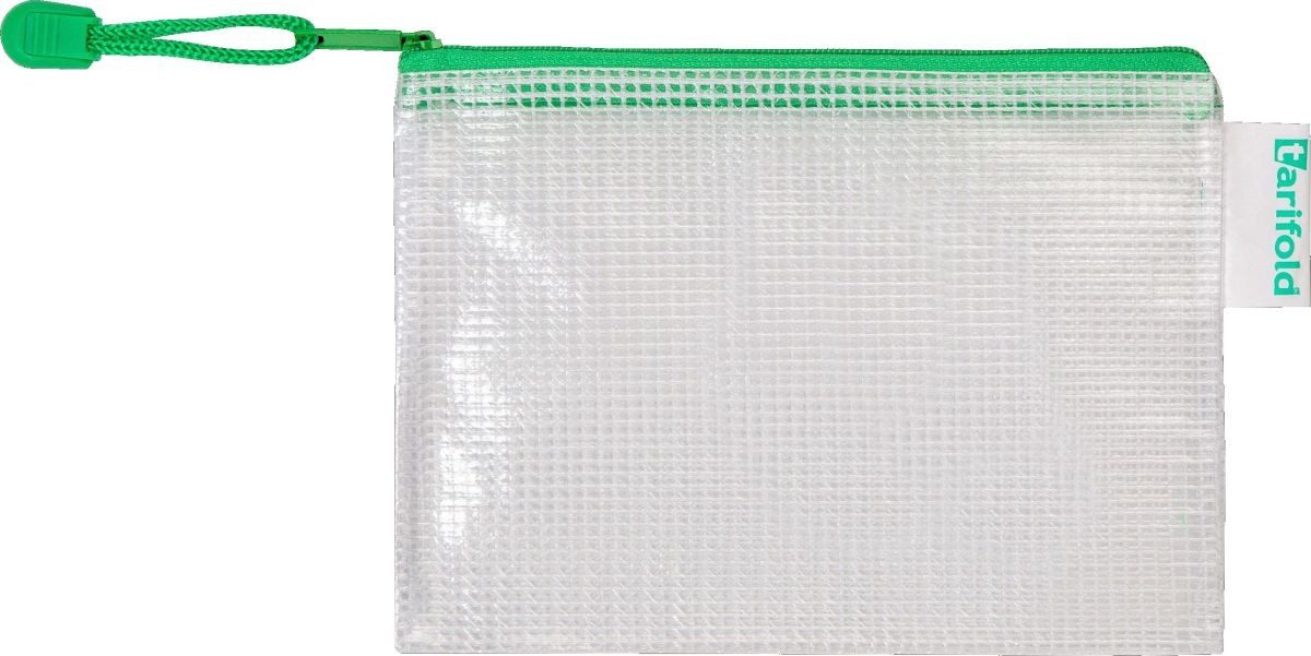 Tarifold Prospekthülle Reißverschlusstasche PVC grün A6 175x125mm VE=8 Stück