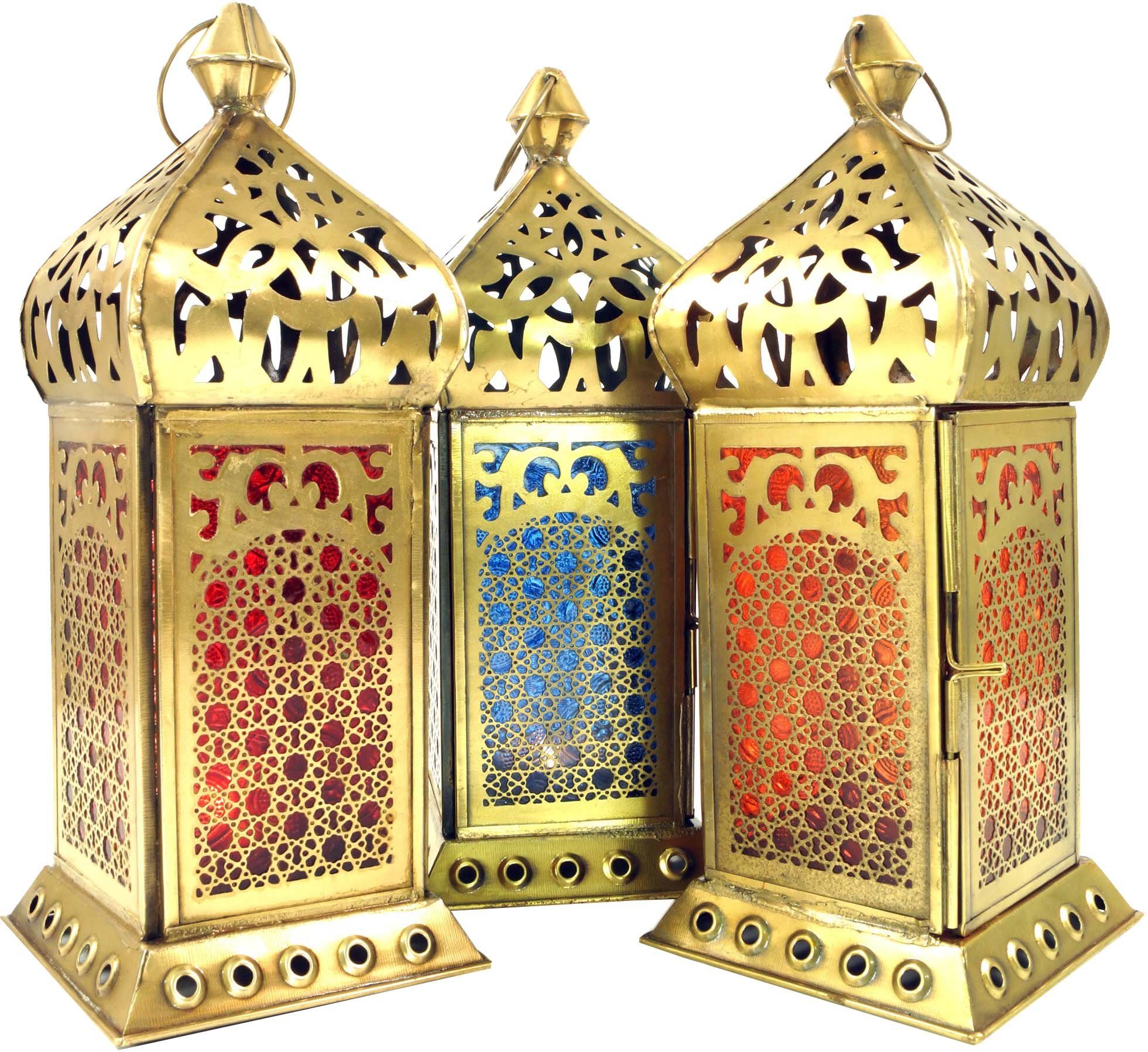 Guru-Shop Kerzenlaterne Orientalische Metall/Glas Laterne in..