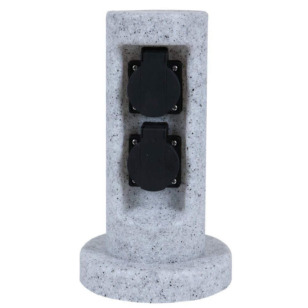 Home4Living Gartensteckdose Steckdosensäule Outdoor 2 Steckdosen in Steinoptik, Steinoptik