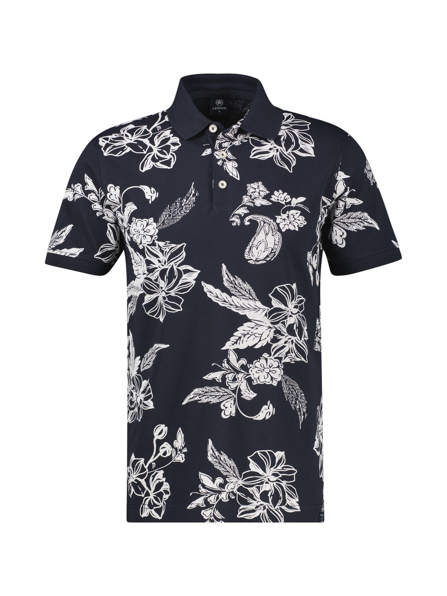 LERROS Poloshirt Poloshirt mit floralem All-over-Print, grosse Größen