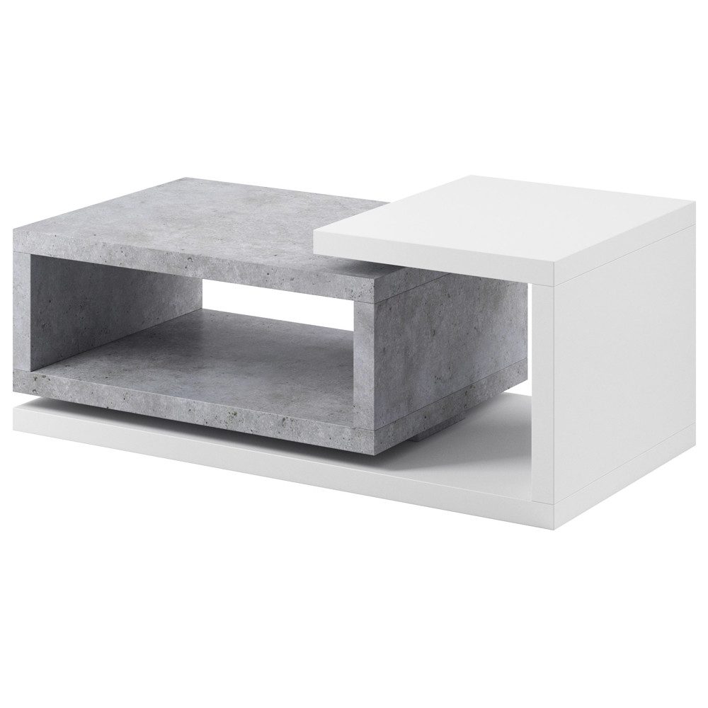 Lomadox Couchtisch BEXLEY-83, in Beton Optik mit Absetzungen in weiß, B/H/T: ca. 120/40/60 cm