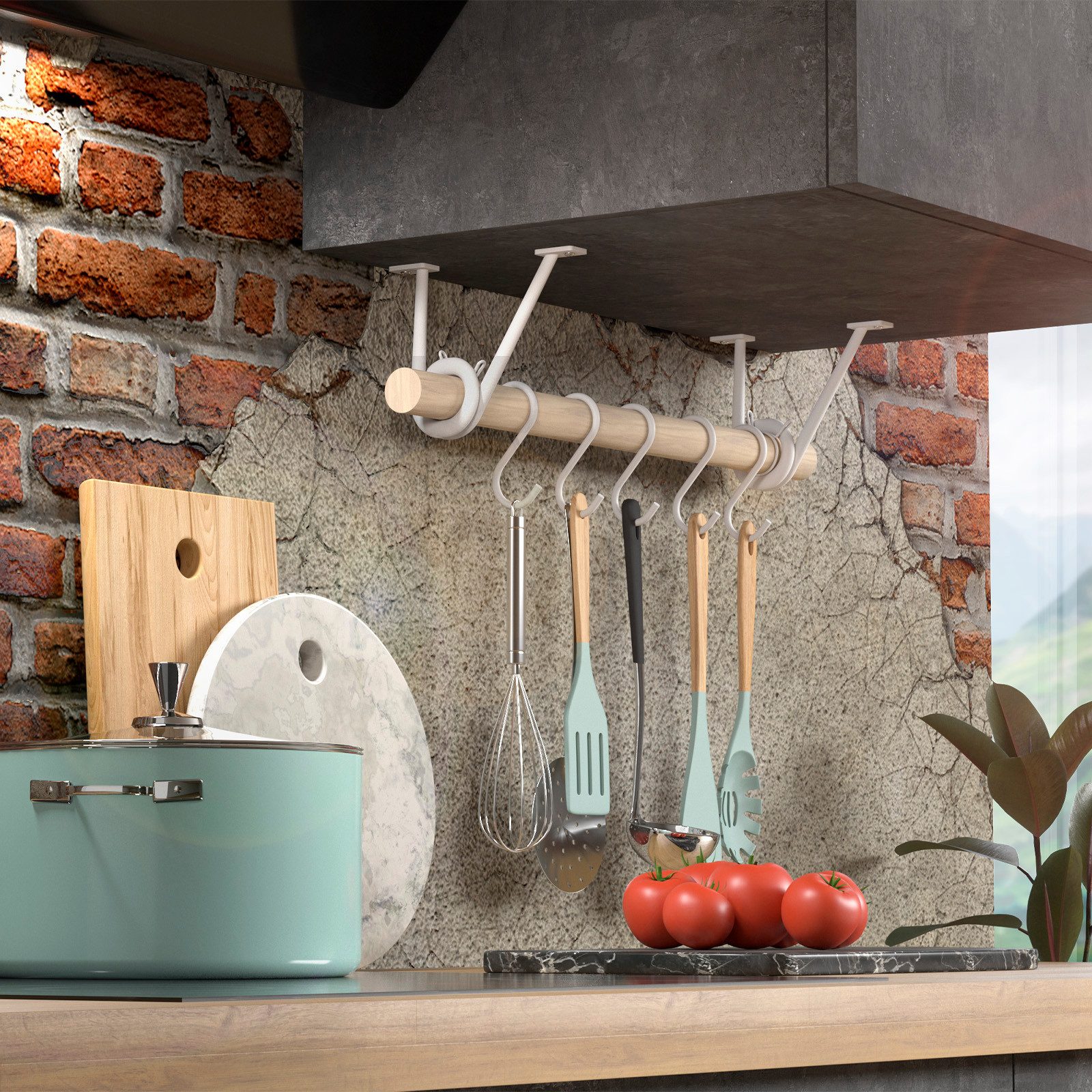 SO-TECH® S-Haken für Rundstäbe bis Ø 30 mm für Garderoben, Küchenreling uvm., (Spar-Set, 3-St), Weiß Satin pulverbeschichtet