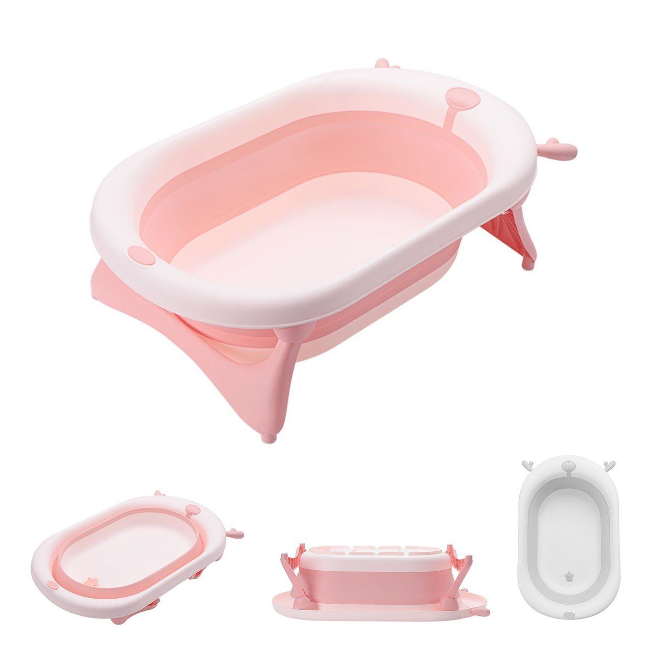 [Zuerst vertrauen] Kikkaboo Babybadewanne faltbare Babybadewanne leicht reinigen, pink ab zu Wasserablauf, Geburt Foldy