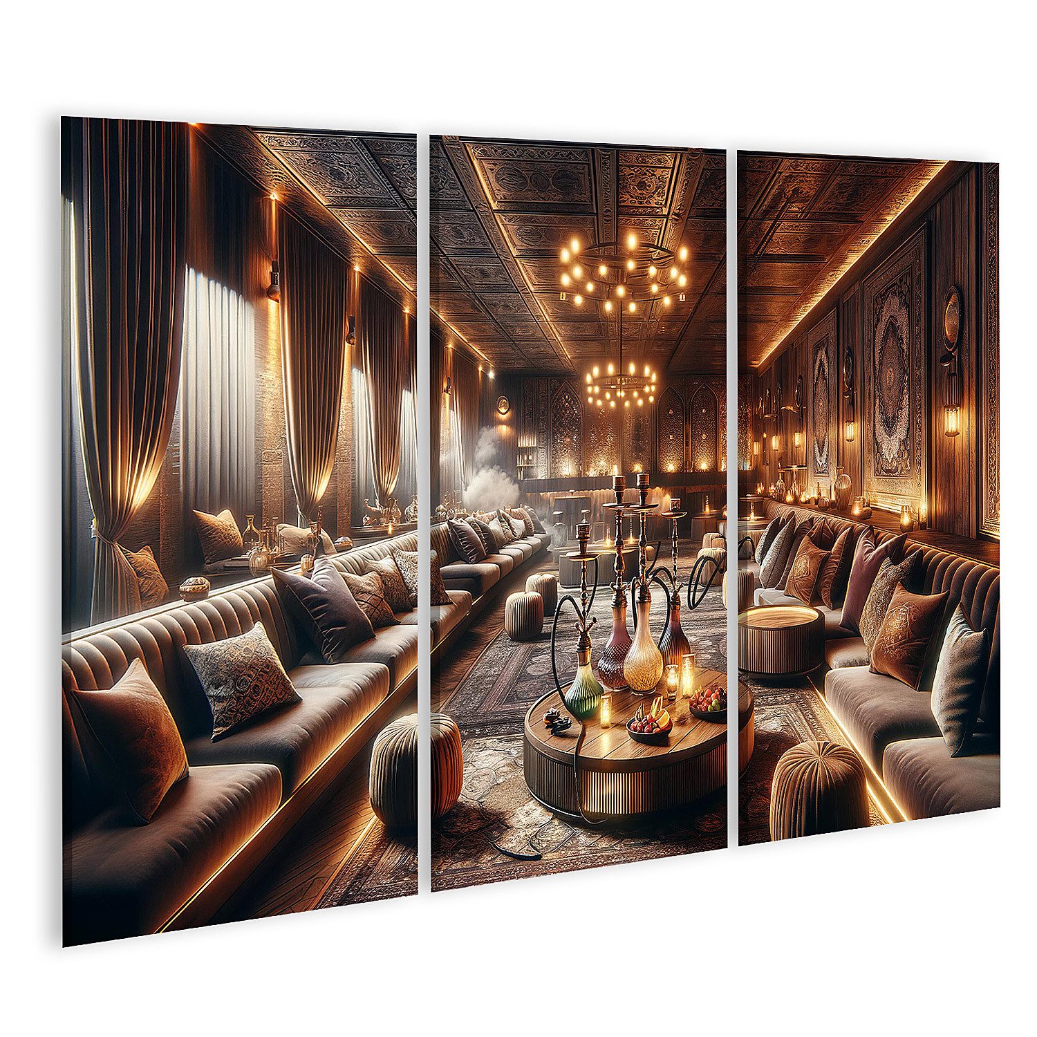 islandburner Leinwandbild Einladende Shisha Lounge mit modernem und gemütlichem Ambiente