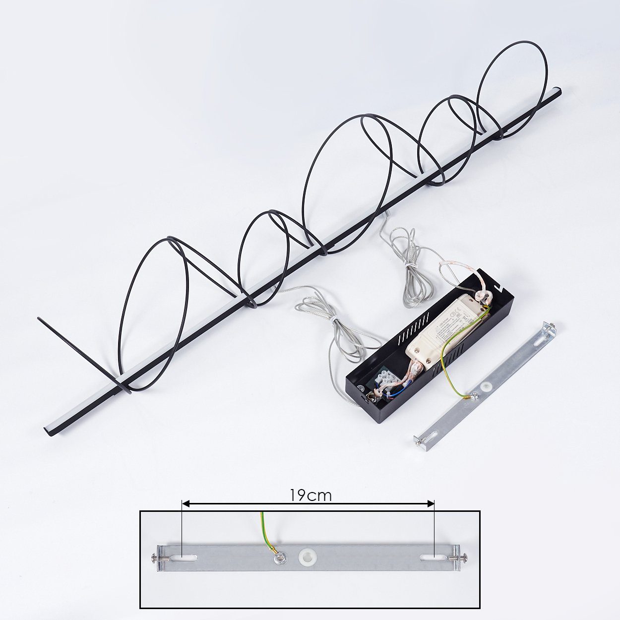 hofstein Pendelleuchte »Drosi« längliche Hängelampe 1600 18 Watt, Zimmerlampe, Kelvin, aus in schwarz, max. e 5cm, Metall 179, Höhe moderne 3000 Lumen 1xLED