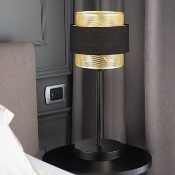 WOFI Tischleuchte, Leuchtmittel nicht inklusive, Tischlampe schwarz gold Metall Tischleuchte Schlafzimmer