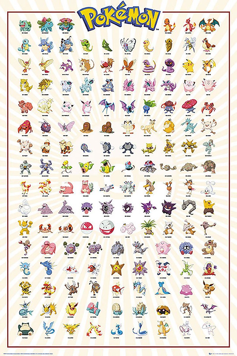 GB eye Poster Pokémon Poster Charaktere Kanto 151, deutsche Version 61 x