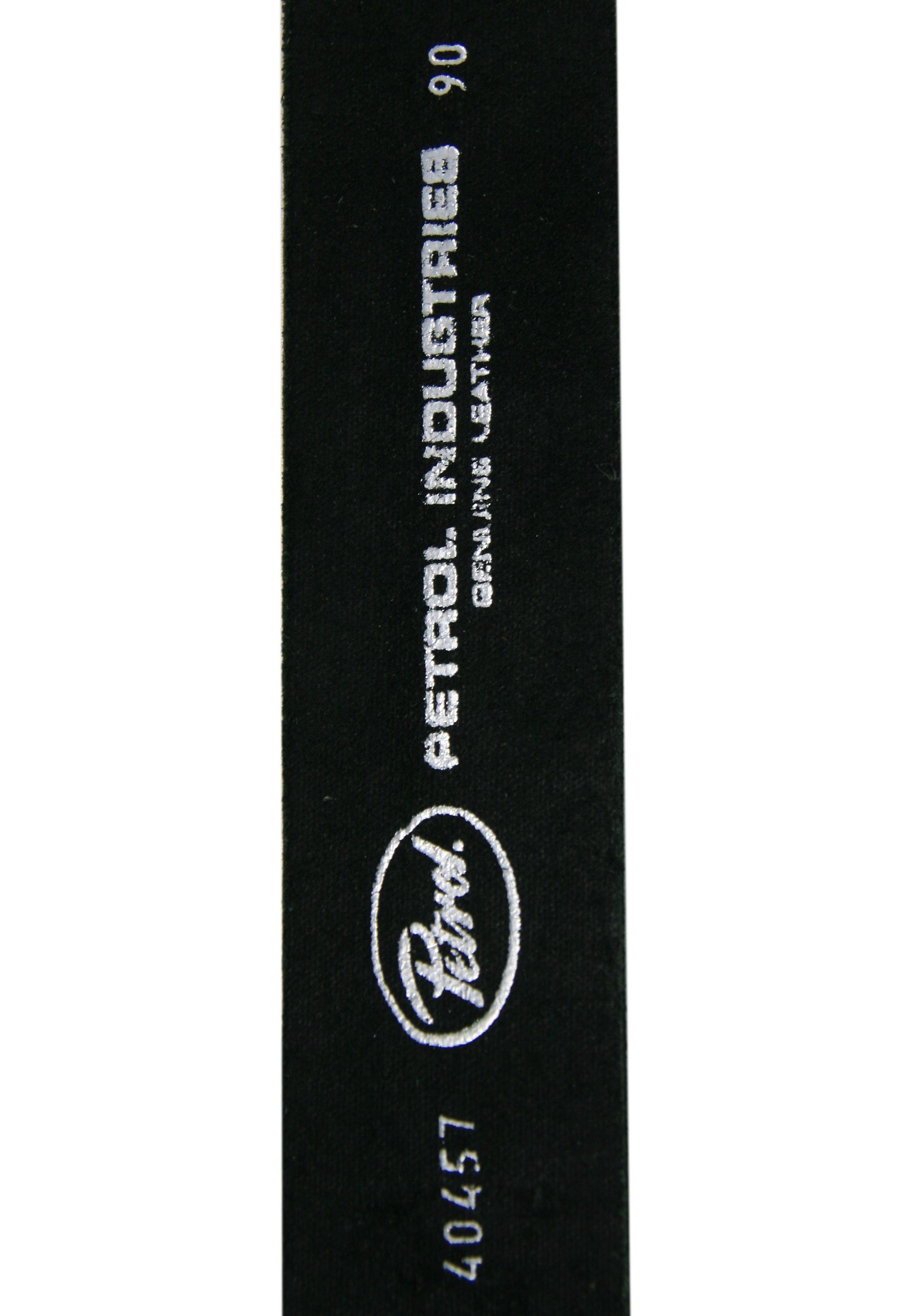 Markengravur Ledergürtel schwarz mit Petrol schicker Industries