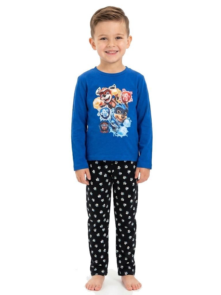 PAW PATROL Pyjama Paw Patrol Pyjama Kinder 98/104 Blau Set 3–4 Jahre Schlafanzug (Packung) Langer Kinderpyjama Schlafanzug 2 teilig