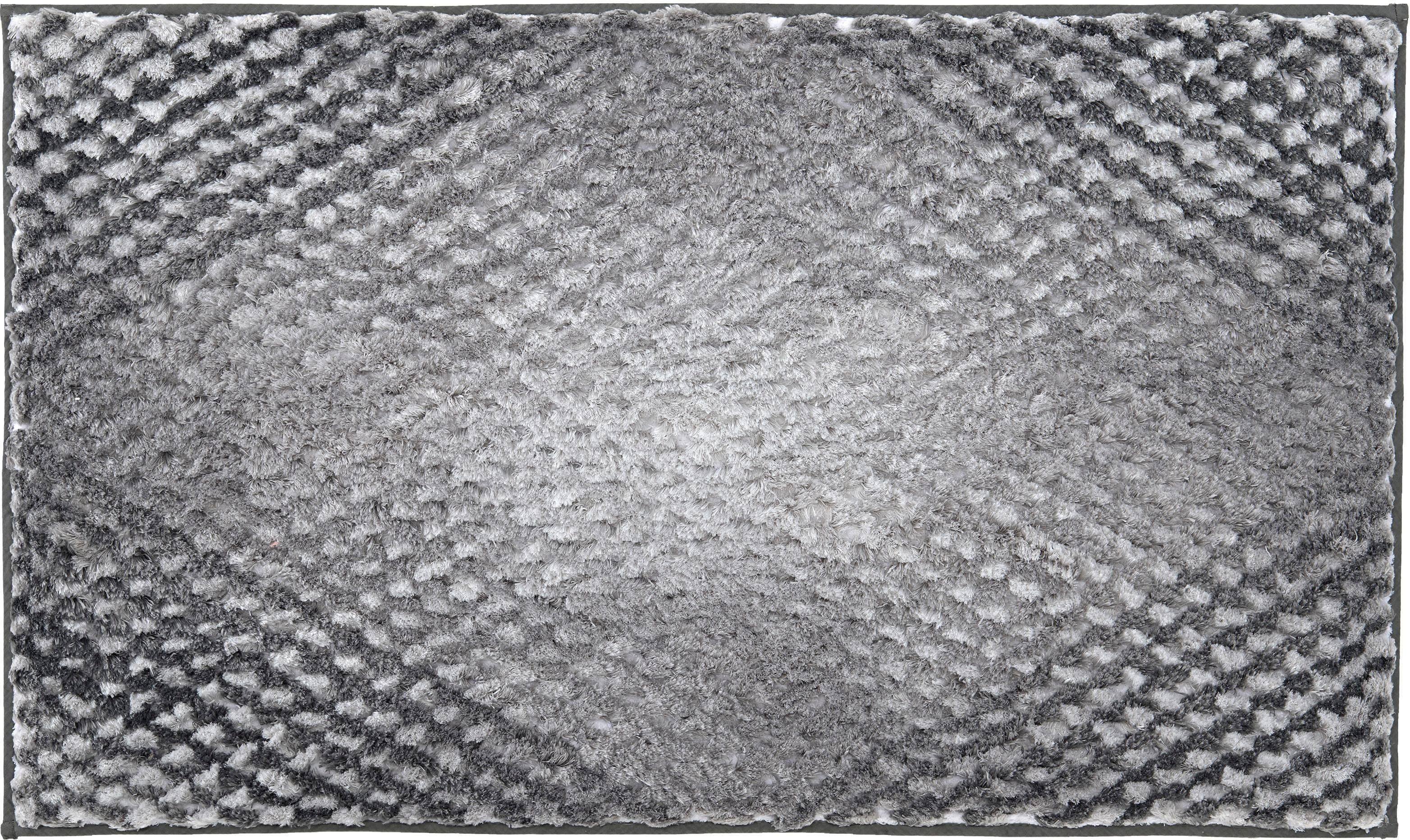 Kleine Wolke Badematte Cory, Höhe 24 mm, rutschhemmend beschichtet, fußbodenheizungsgeeignet, Polyester, rechteckig, Badteppich, modischer Farbverlauf, Hoch-Tief Effekt, waschbar