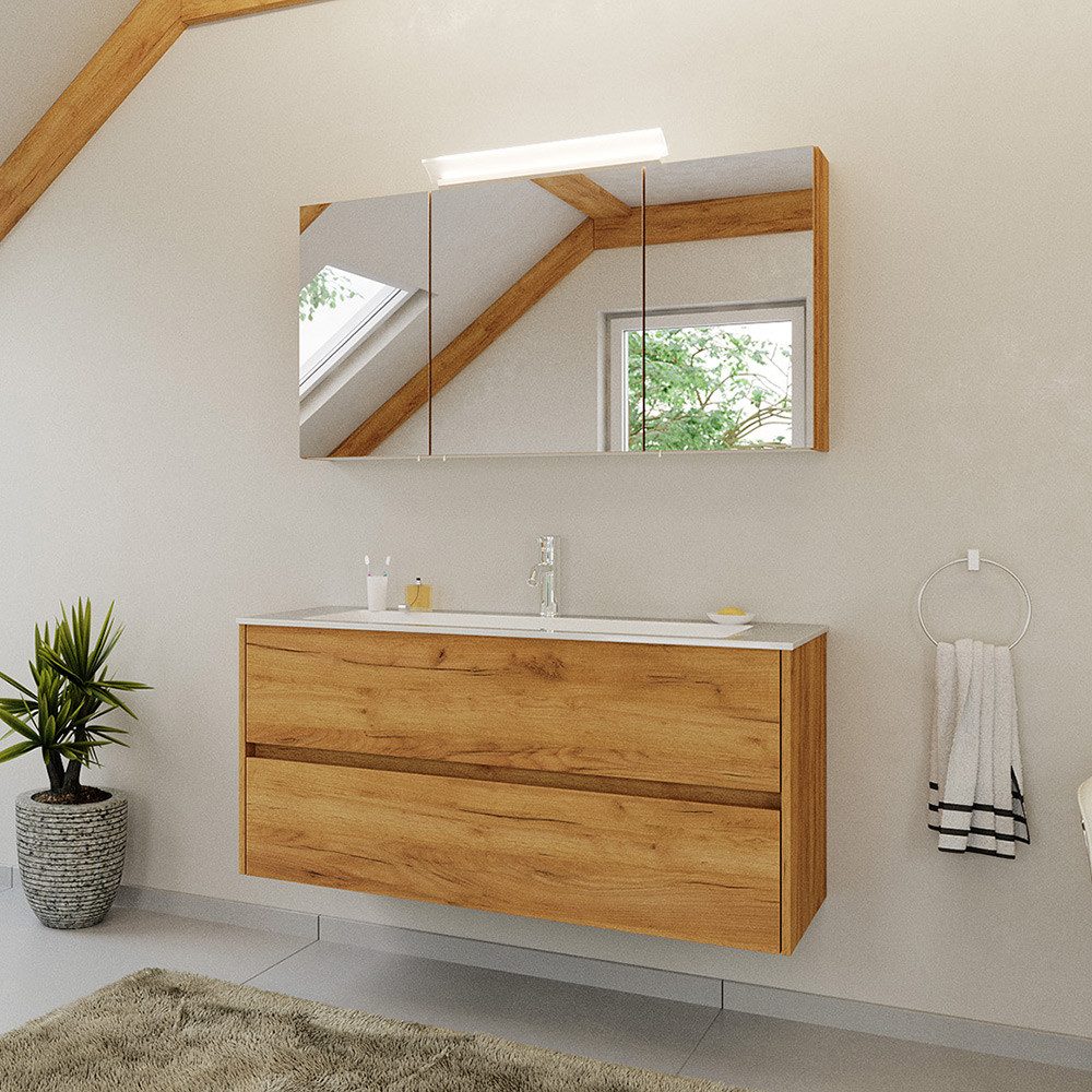 Lomadox Badmöbel-Set LIVIGNO-02, (Spar-Set, 2-St., Spiegelschrank Waschtisc günstig online kaufen
