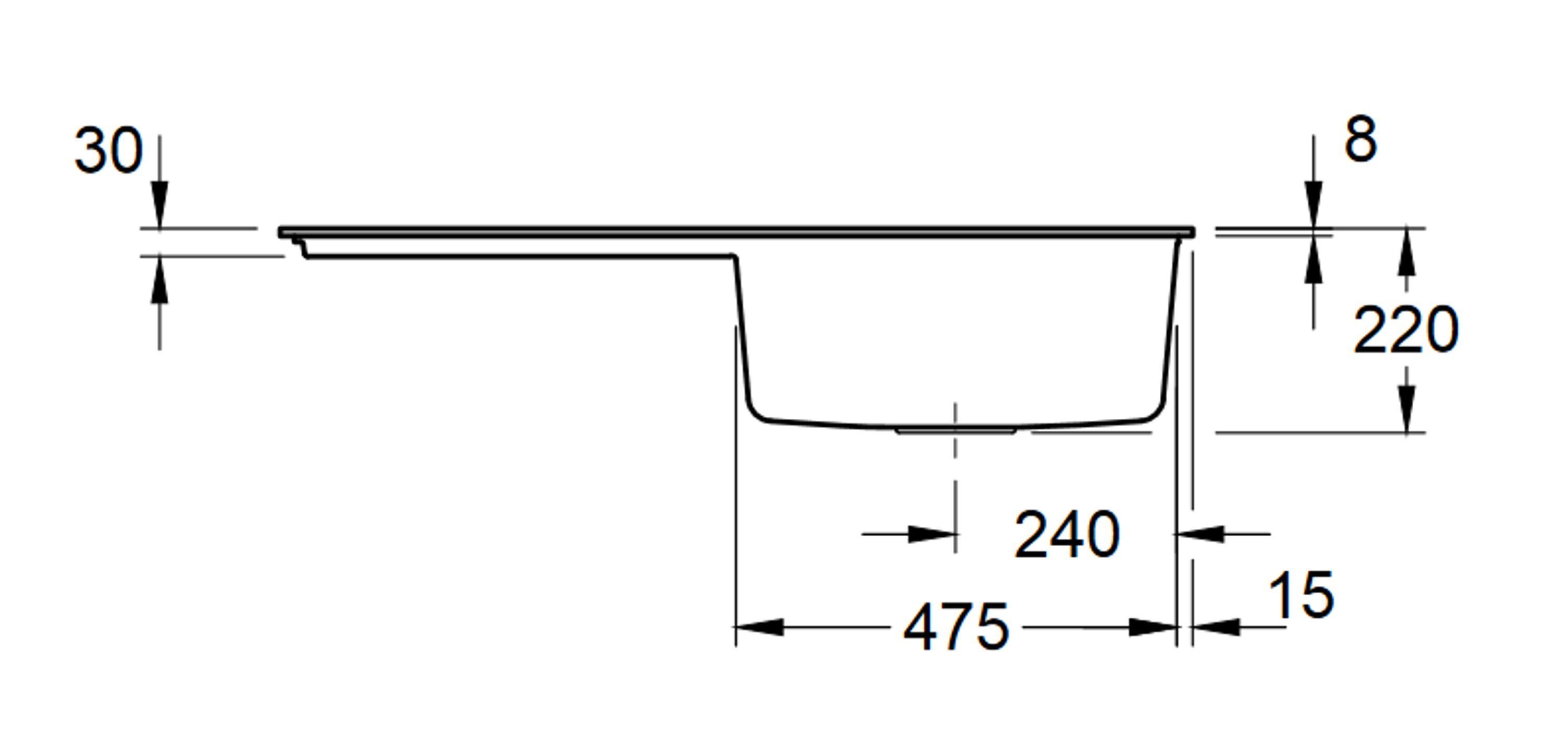 Villeroy & Boch Küchenspüle mit aus 3336 98/22 Rechteckig, Abtropffläche FU, cm, TitanCeram, 1F