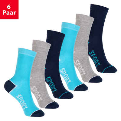 Footstar Basicsocken Bunte Baumwoll Socken für Kinder (6er Pack)
