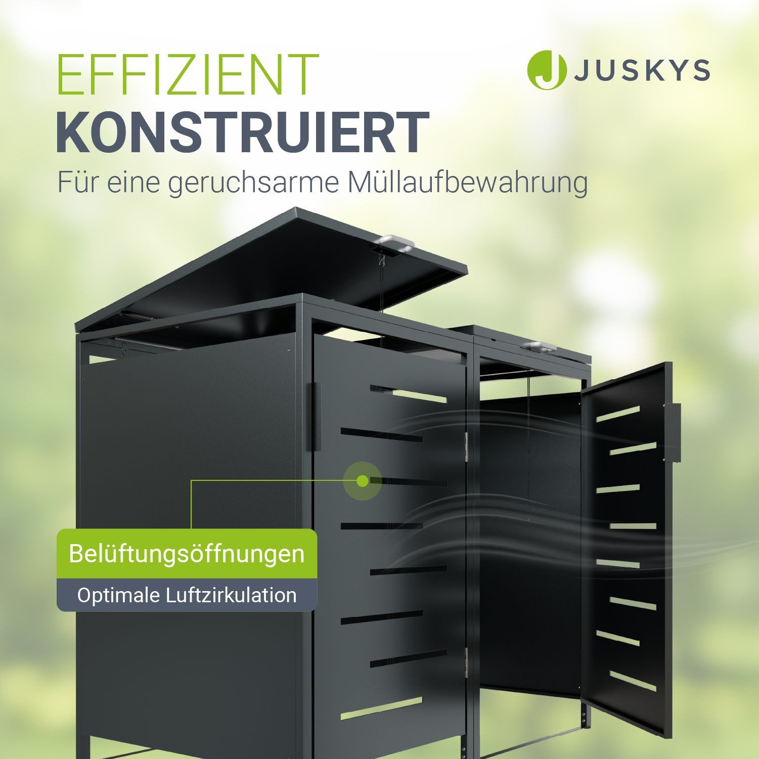 Juskys Mülltonnenbox Arel, 2er Metall Müllbox mit Dach, 120, 240 Tonne, modern
