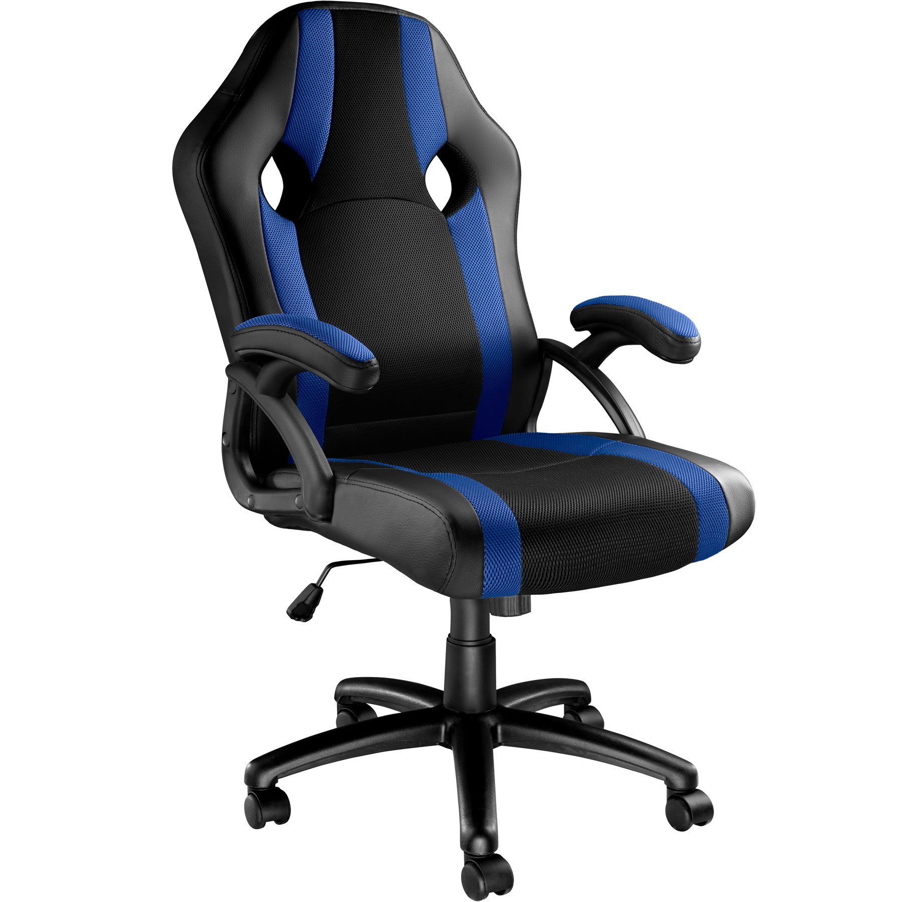 schwarz/blau tectake Gaming-Stuhl einstellbare (1er, Goodman Wippmechanik St), 1