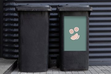 MuchoWow Wandsticker Sommer - Obst - Pastell (1 St), Mülleimer-aufkleber, Mülltonne, Sticker, Container, Abfalbehälter