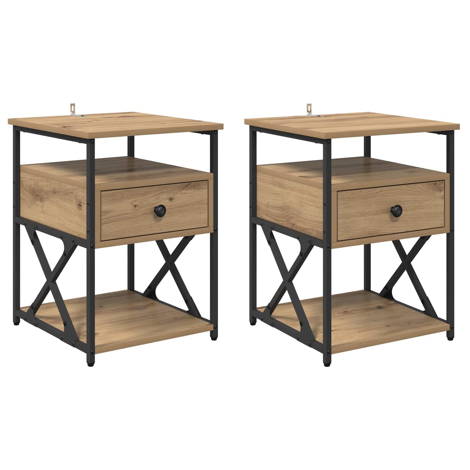 Nachttisch Nachttisch 2 pcs Artisan-Eiche 40 x 42 x 55 cm Holzwerkstoff