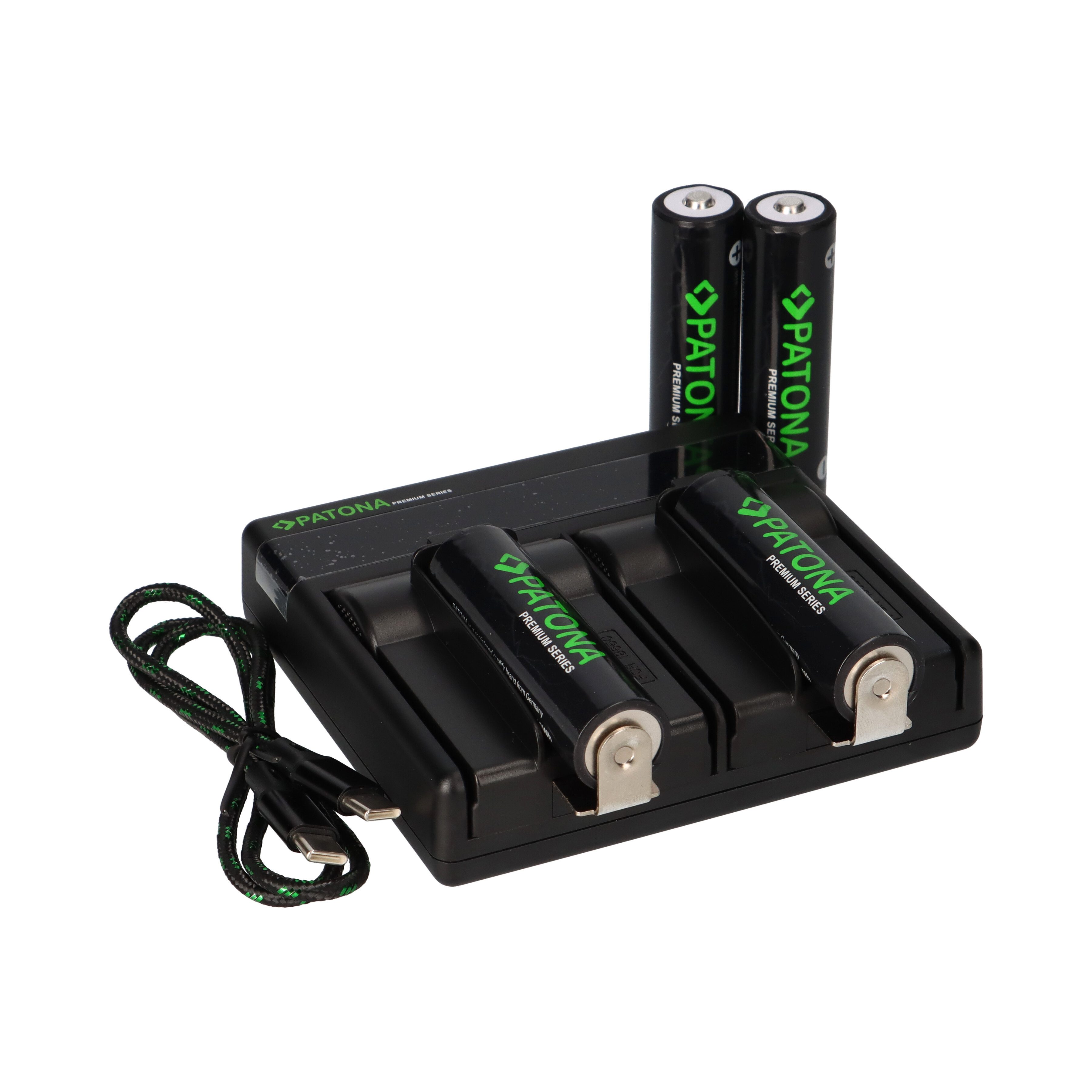 Patona Premium Dual PD Performance Ladegerät + 4 Premium 18650 Zellen Akku