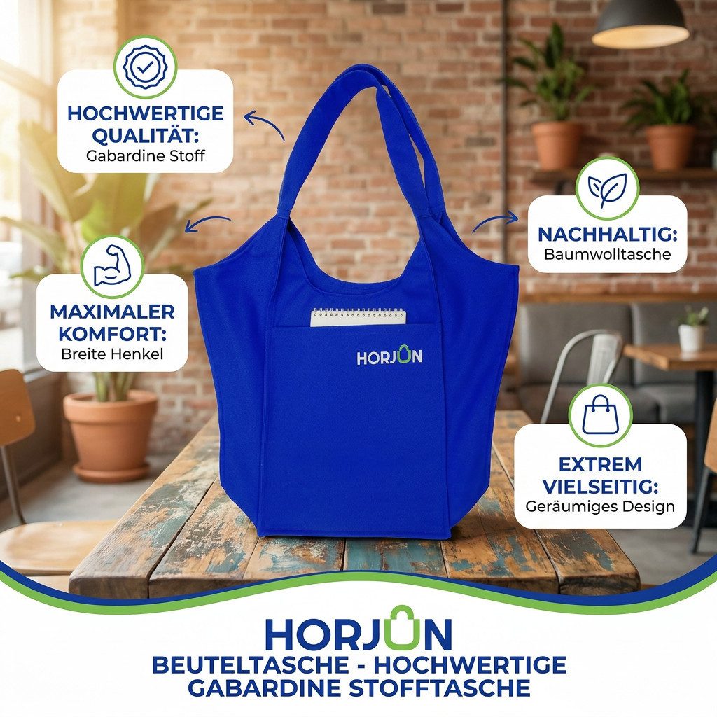 Horjun Tragetasche Henkeltasche - Beuteltasche - Stoffbeutel - Hochwertige Tasche, Schultertasche aus Gabardine