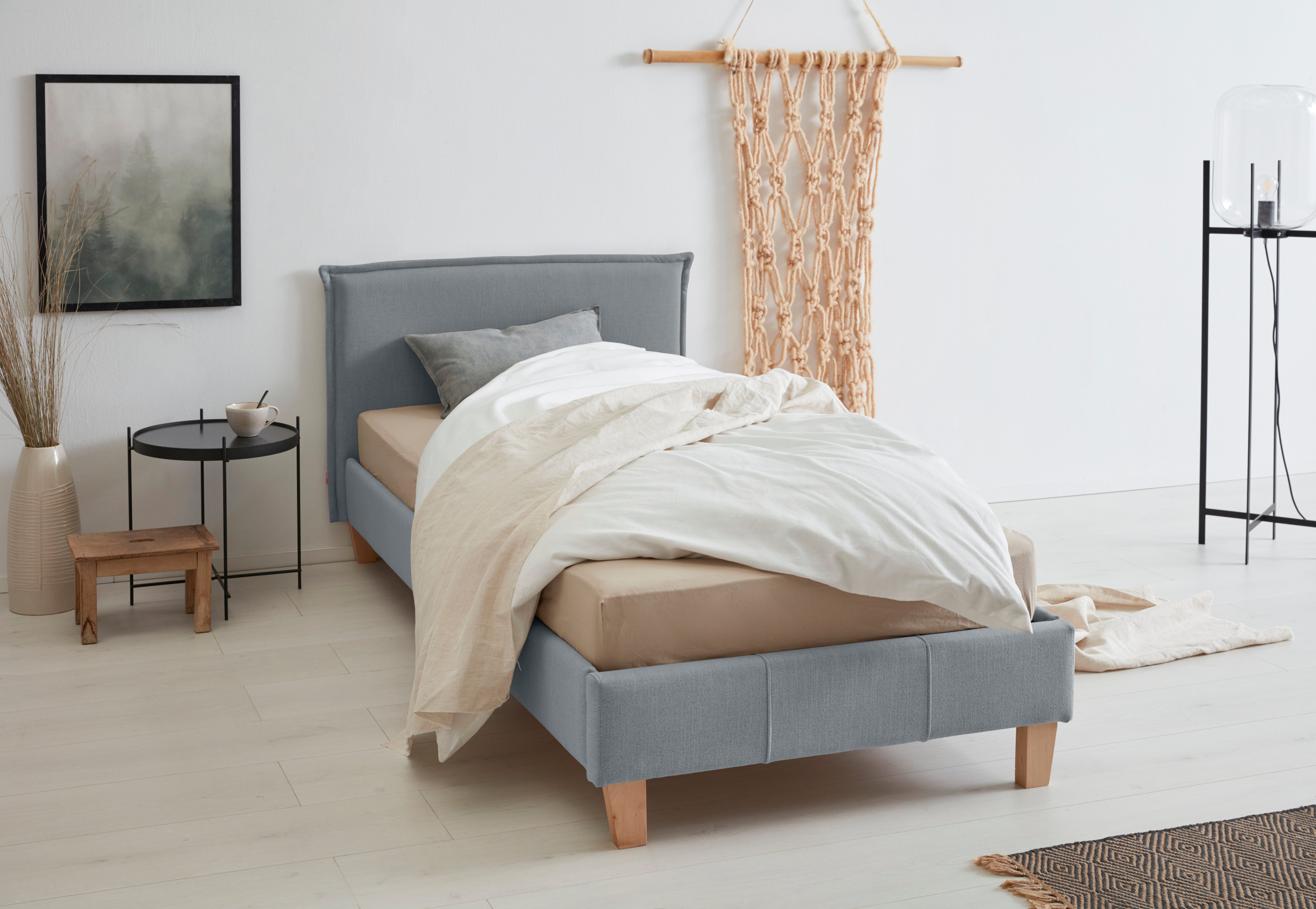 OTTO products Polsterbett Heddi, in 5 Breiten: von 90cm-200cm, Biese am Kopfteil, Strukturstoff