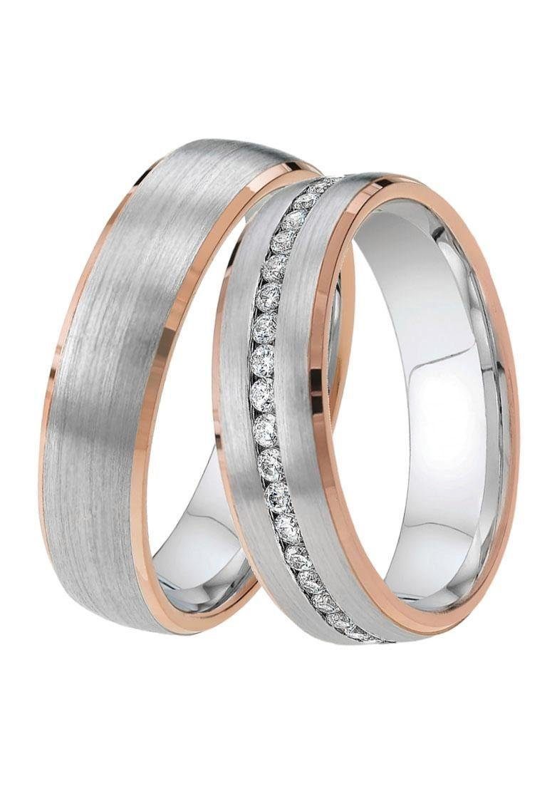 DOOSTI Trauring Schmuck Geschenk Silber 925 Trauring Ehering Partnerring LIEBE, Made in Germany - wahlweise mit oder ohne Zirkonia