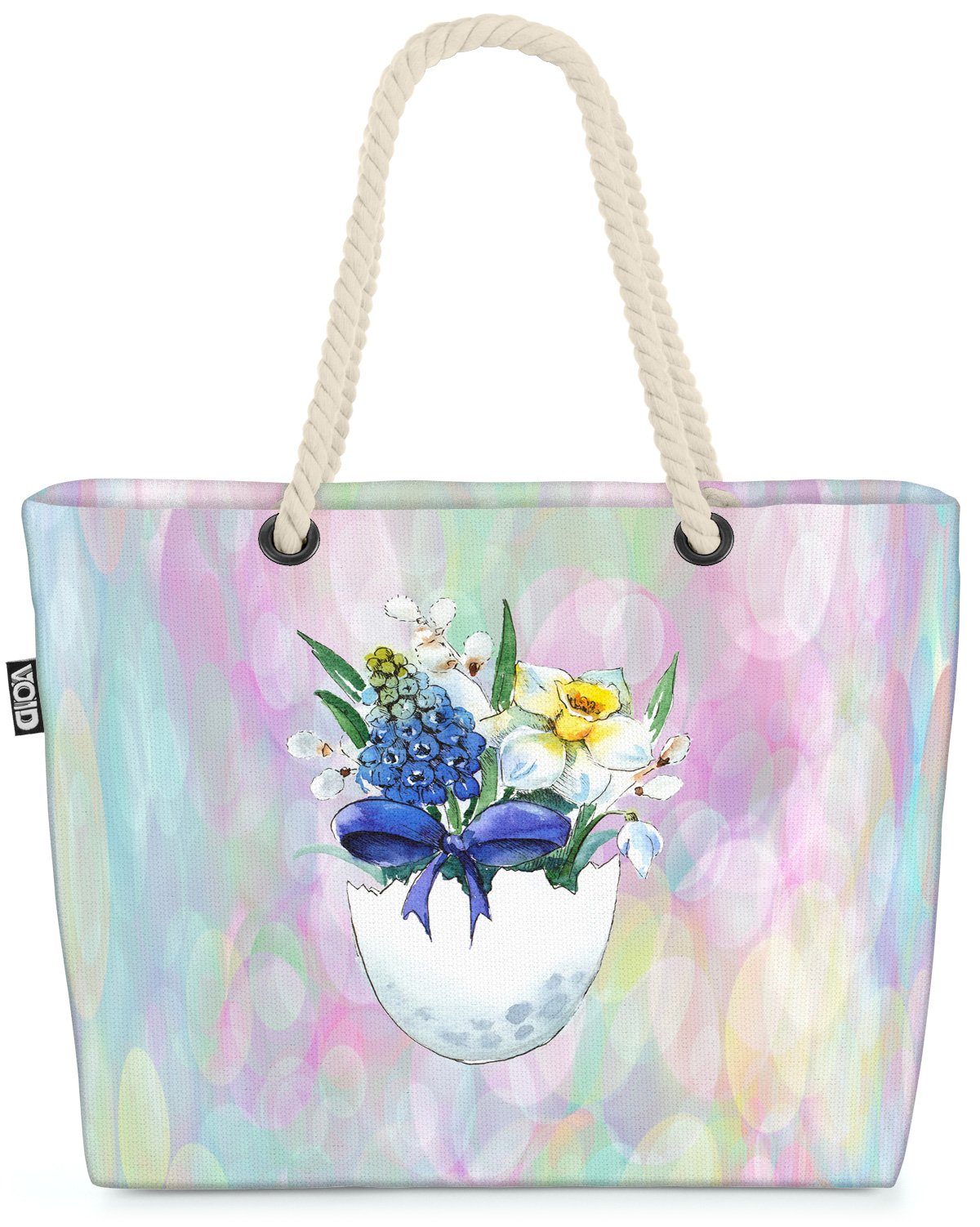 VOID Strandtasche (1-tlg), Eierschale Blumen Schleife Tasche Einkaufstasche Ostern Beach Bag